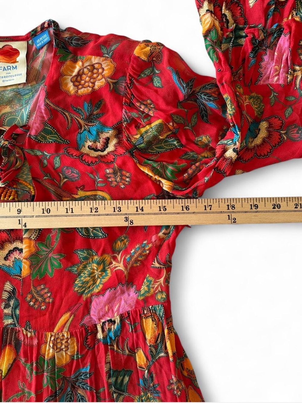 Farm Rio Anthropologie Tropical Toucan Tiered Mini Dress XS Petite Boho - Picture 7 of 8